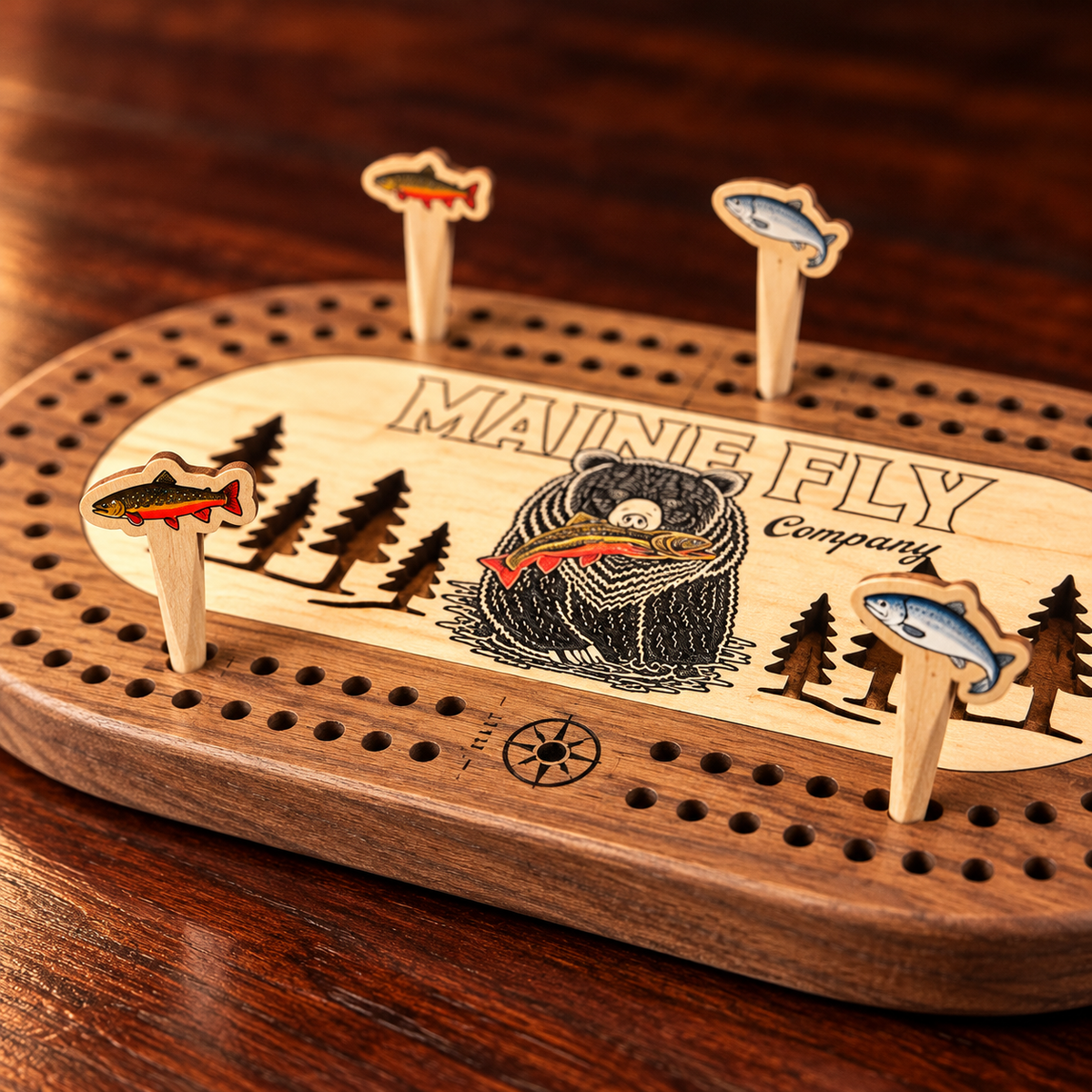 Fish Camp Travel Cribbage Board