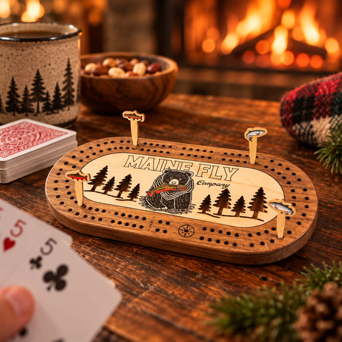 Fish Camp Travel Cribbage Board