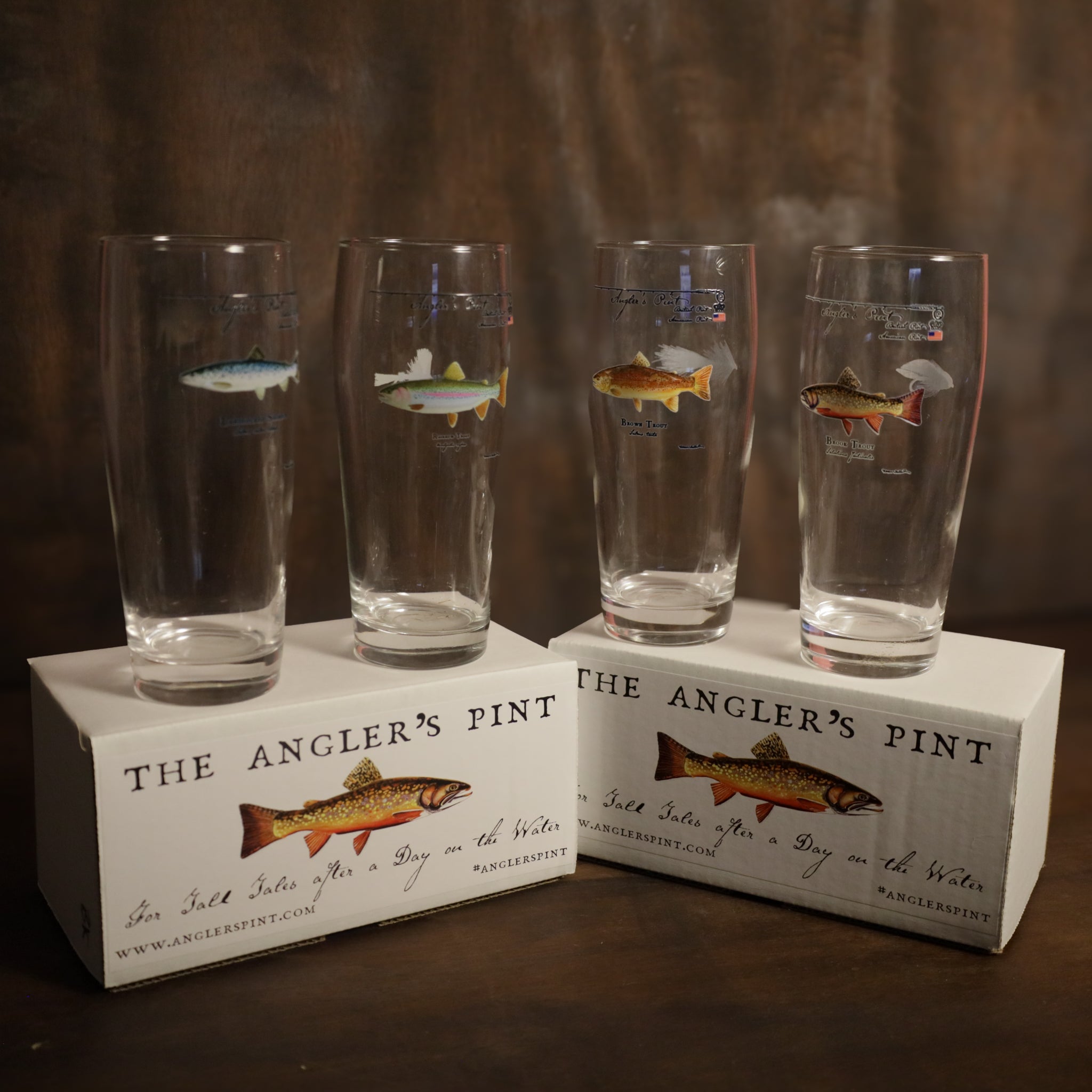 Anglers Pint Glass- (4 to choose from)