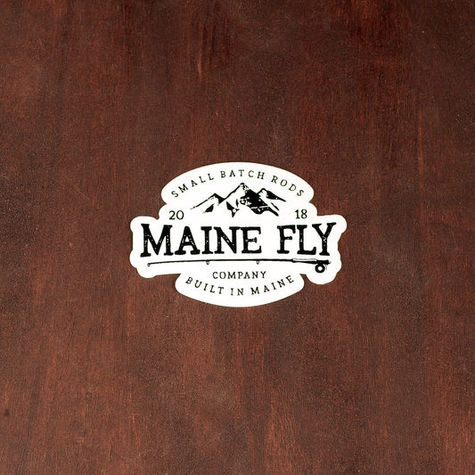 Classic Maine Fly Company Logo Sticker - White - Maine Fly Company